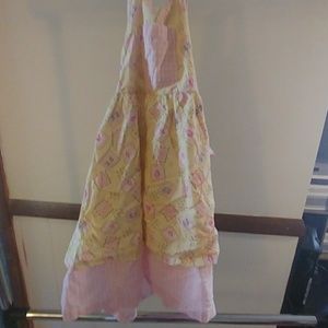 Pink and yellow dress girl size 5 b.t. kids